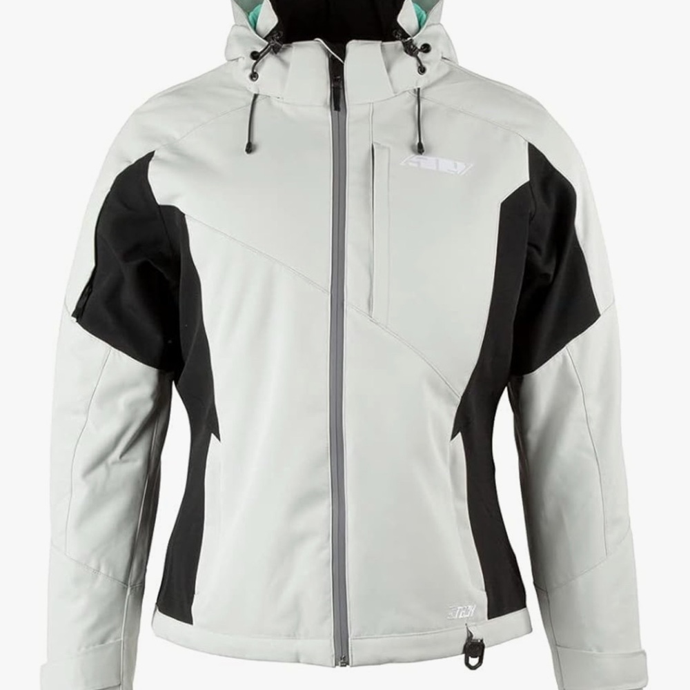 Women's Snowmobile Jacket - Light Gray & Black insulated